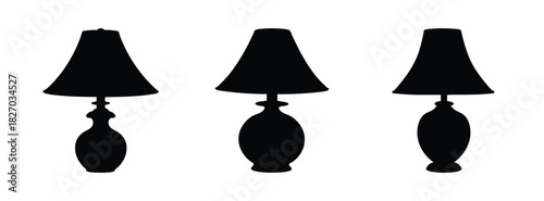 Black silhouette table lamps lighting fixture home decor interior design element illustration graphic