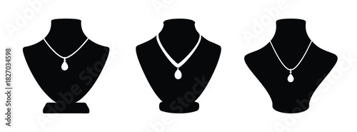 Elegant necklace display stands for jewelry store showcase and retail presentation collection