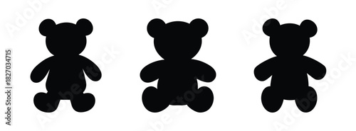 Three black bear silhouette vector illustration for animal lovers wildlife art and design projects