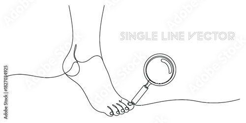 Foot health examination single line drawing
