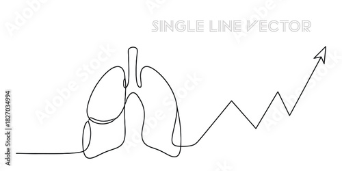 Healthy lungs growth progress line art