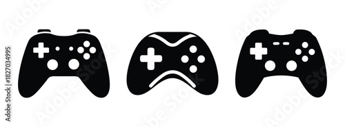 Game controller vector art design for gaming console accessories and entertainment systems icon set
