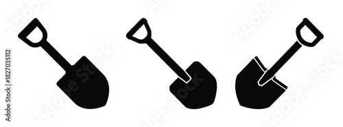 Illustration of gardening shovels black and white vector image for agriculture and landscaping work