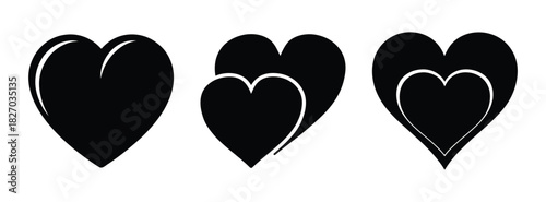 Black hearts vector design graphic illustration love heart shape valentine hearts love symbol design