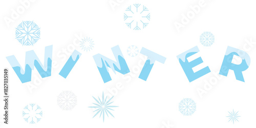 Winter snowflake text vector design.