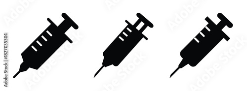 Black silhouette of syringes for medical injection vaccine treatment and healthcare concept design