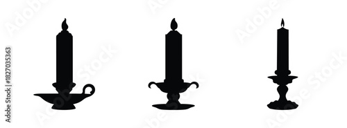 Three candle silhouette vector art for home decor and elegant design elements and templates