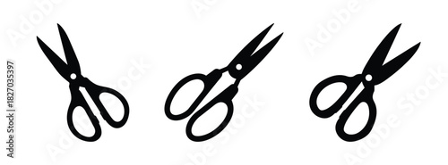 Scissors vector graphic design element for cutting and crafting projects in black and white style
