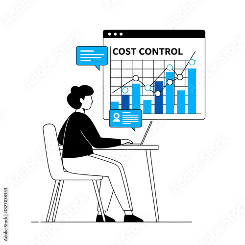 Professional analyzing cost control data on laptop, optimizing budget for increased profitability and financial success, modern business strategy