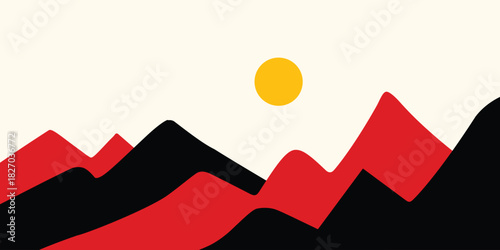 red black landscape background abstract mountains wallpaper sunset vector illustration backdrop design