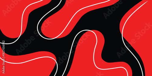 Fototapeta Naklejka Na Ścianę i Meble -  red shapes abstract art black background vector illustration wallpaper backdrop design