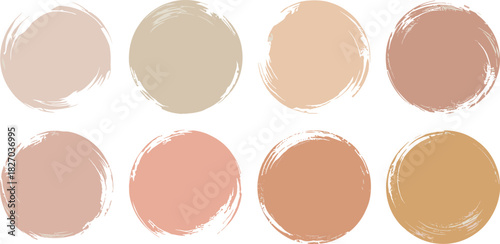 Eight neutral earth tone brush stroke circles paint
