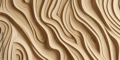 Soft Flowing Beige Wood-Style Abstract Curved Texture Layered with Artistic Swirls for Contemporary Wall Décor, Digital Backgrounds, and Luxury Surface Designs