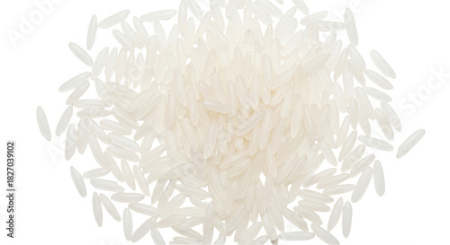 Pile of basmati rice grains isolated PNG on transparent background, uncooked long grain rice for healthy eating and cooking
