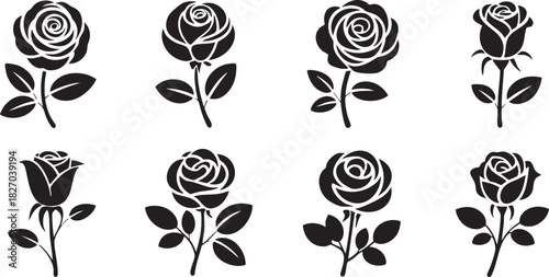 Elegant Monochrome Rose Silhouette Pattern Design for Creative Projects and Artwork