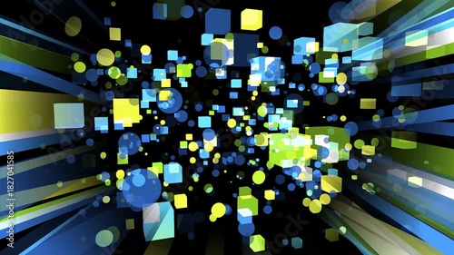 bryły,, cząstki, elementy, 3d, neon, geometria, wyrzut, efekty	