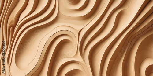 Soft Curved Beige Wood-Inspired Abstract Texture with Fluid Artistic Waves for Stylish Decoration, Premium Backdrops, and Modern Interior Surfaces
