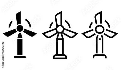 Minimalist wind turbine icon. Windmill vector illustration