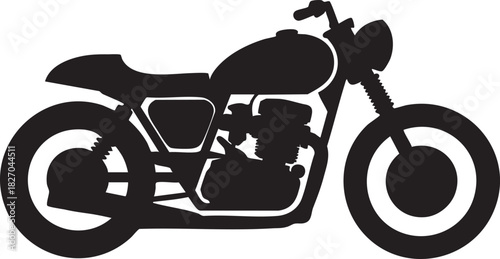 Sleek motorcycle profile is shown in a bold, singlecolor silhouette with a transparent background