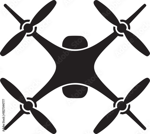 The simplified black drone icon reveals a fourrotor design over transparent background