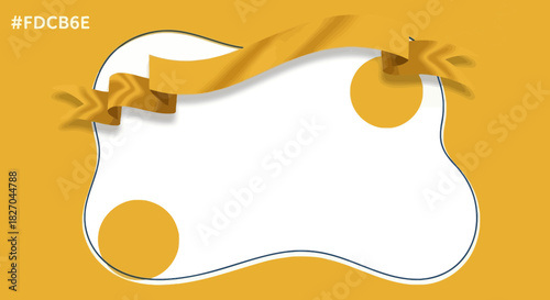 Elegant golden ribbon banner on vibrant yellow background a design element with retro vibes