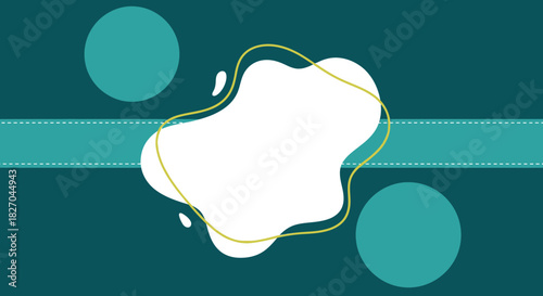 Modern teal background with a white blob framed with yellow line for text placement