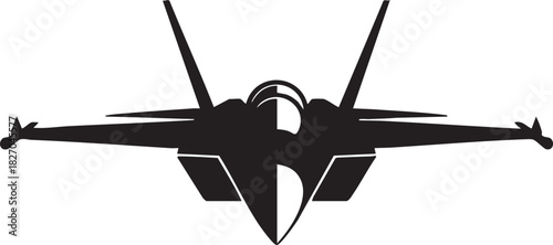 Black fighter jet silhouette reveals powerful wings, tail, and cockpit structure on transparent backdrop