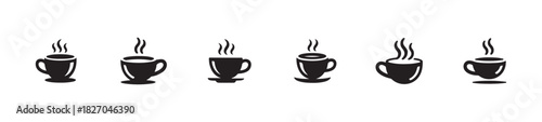 Cup icon vector set, tea cup collection symbol, hot drink icon, cup coffee with steam, vector illustration eps 10.