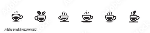 Cup icon vector set, tea cup collection symbol, hot drink icon, cup coffee with steam, vector illustration eps 10.