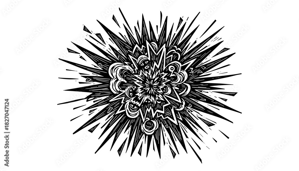 Obraz premium Dynamic monochrome blast art in abstract hand-drawn style for modern visuals