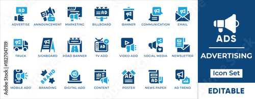 Advertising and Marketing Icons for Digital Media Campaigns