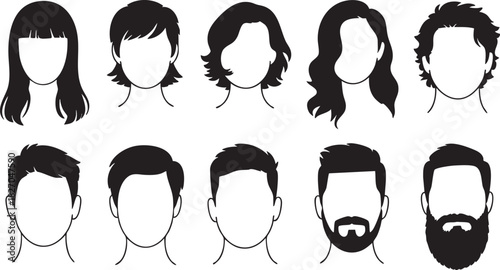 Diverse hairstyle avatar collection for men and women in vector format