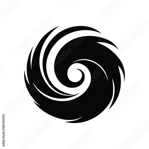 Abstract black circular vortex silhouette icon designed in a bold modern style Vector illustration