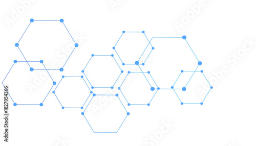 Abstract hexagonal molecular structures in technology background and science style.