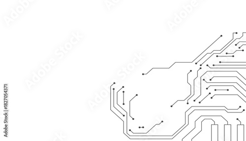 Technology black circuit diagram concept. High-tech circuit board connection system.Vector abstract technology on a white background.