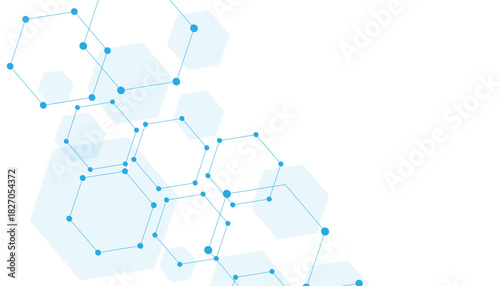 Abstract hexagonal molecular structures in technology background and science style.