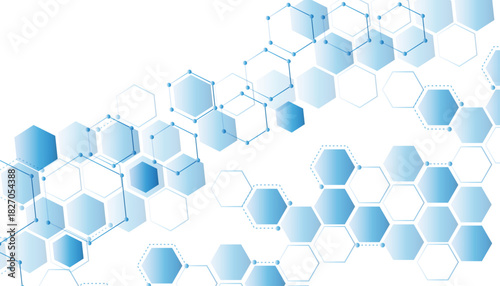 Hexagons pattern background. Genetic research, molecular structure.