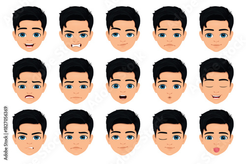 cute blue eyed boy face emotions