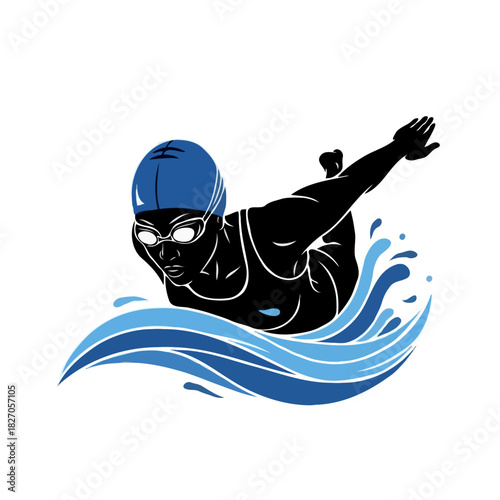Female Swimmer Dive – Vector Illustration