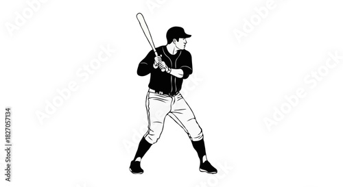 Baseball Batter Ready – Vector Illustration