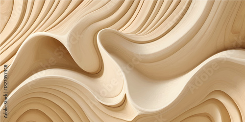 High-Resolution Organic Wood Flow Texture with Deep 3D Layer Waves and Natural Curved Grain Details