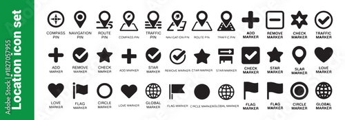 Location icon set. map pointer symbol collection. navigation markers, direction sign vector