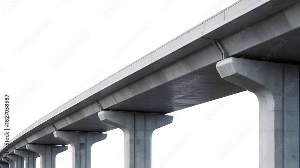 Obraz premium Modern concrete elevated highway structure featuring robust support pillars and a sleek road deck.