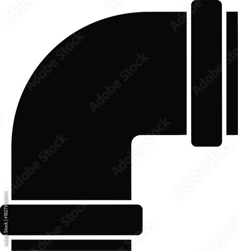 Black pipe fitting icon elbow shape illustration