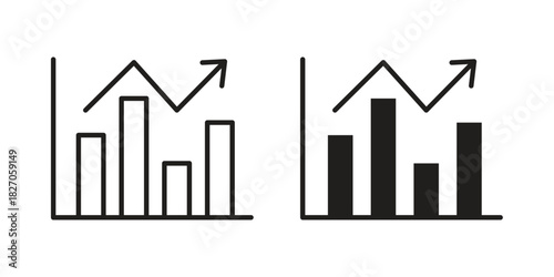 Chart histogram icon flat simple icon. Liner version - stock vector.