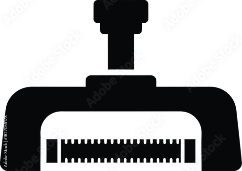 Typewriter vector icon with a printer-style ink stamp design