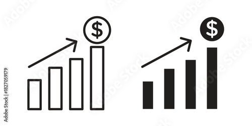 Chat arrow grow icon flat simple icon. Liner version - stock vector.