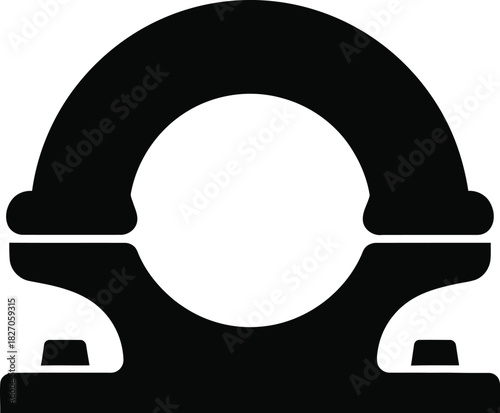 Black and white horseshoe shaped pipe clamp icon design