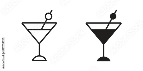 Cocktail icon flat simple icon. Liner version - stock vector.