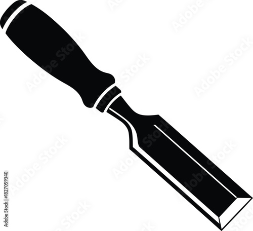 Chisel tool vector illustration black and white silhouette
